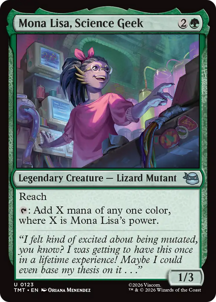 Mona Lisa, Science Geek - Uncommon Legendary Creature — Lizard Mutant card from Teenage Mutant Ninja Turtles