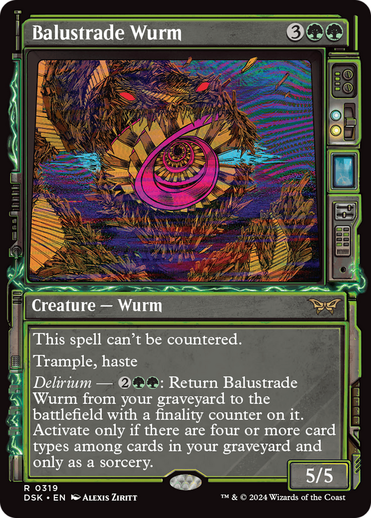 Balustrade Wurm - Rare Creature — Wurm card from Duskmourn: House of Horror
