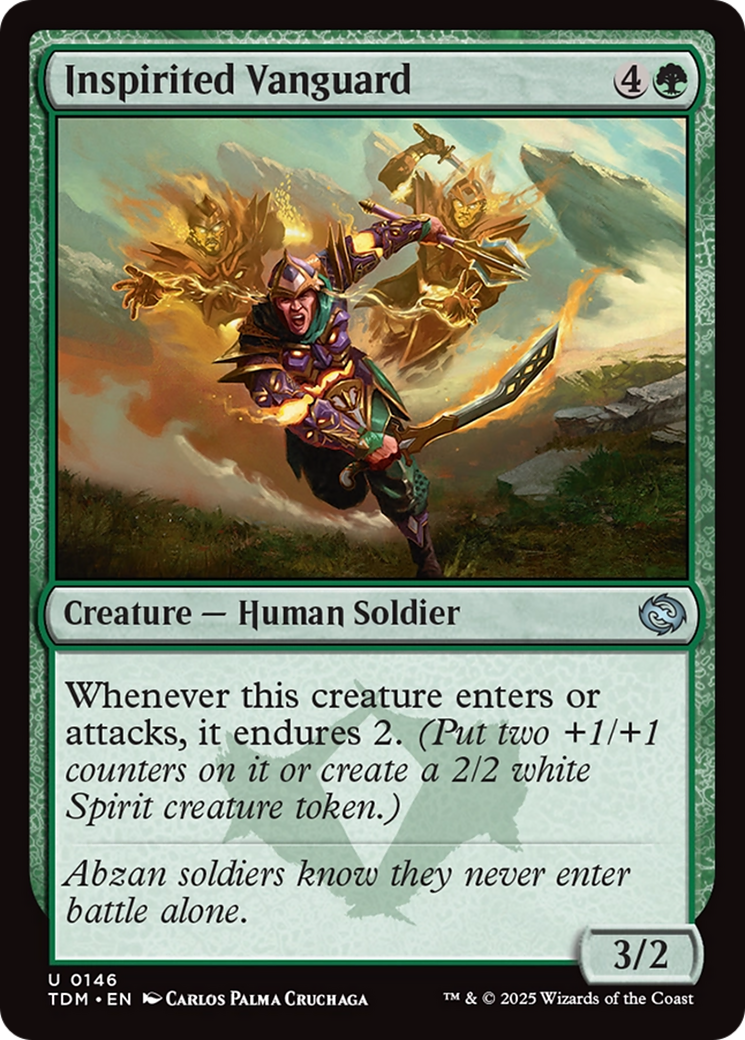 Inspirited Vanguard - Uncommon Creature — Human Soldier card from Tarkir: Dragonstorm