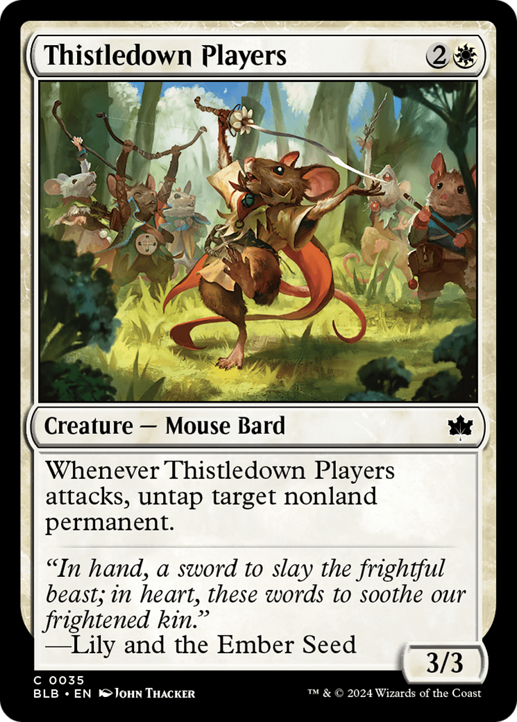 Thistledown Players - Common Creature — Mouse Bard card from Bloomburrow
