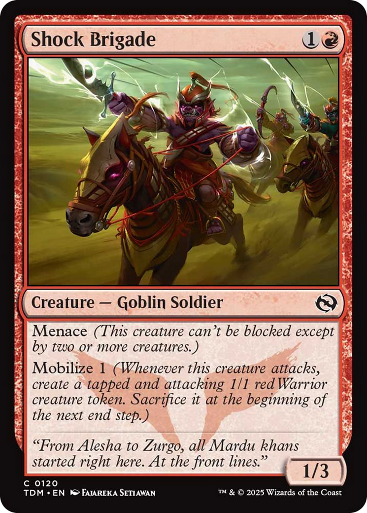 Shock Brigade - Common Creature — Goblin Soldier card from Tarkir: Dragonstorm
