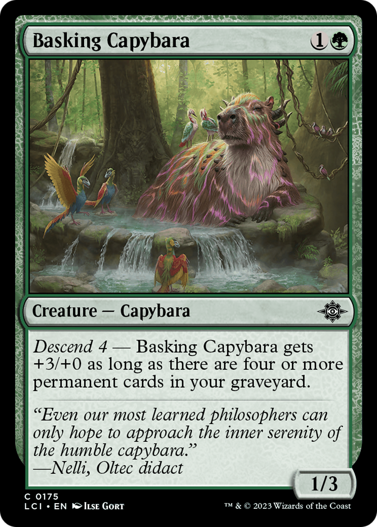 Basking Capybara - Common Creature — Capybara card from The Lost Caverns of Ixalan