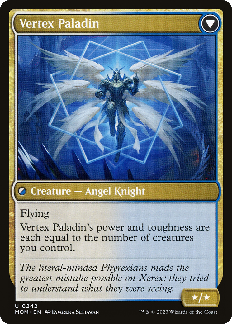 Back face of Invasion of Xerex // Vertex Paladin - Creature — Angel Knight card
