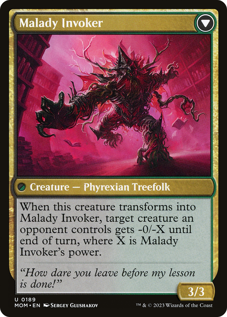 Back face of Herbology Instructor // Malady Invoker - Creature — Treefolk Druid card