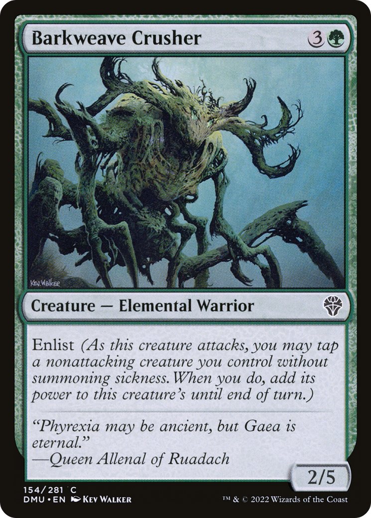 Barkweave Crusher - Common Creature — Elemental Warrior card from Dominaria United