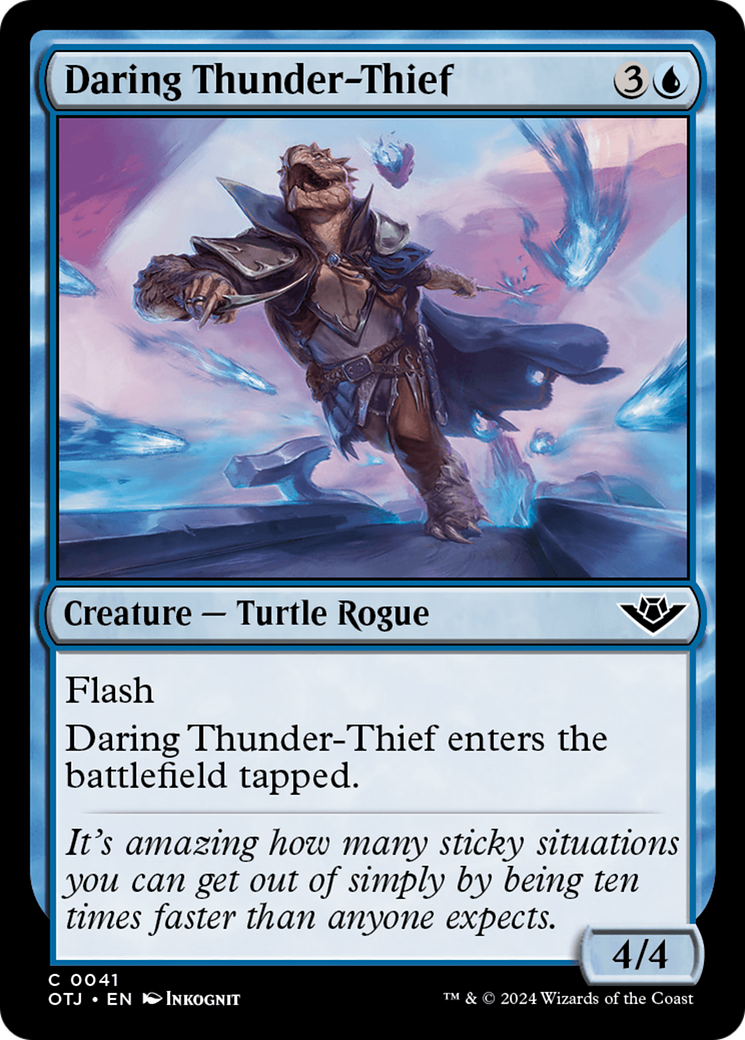 Daring Thunder-Thief - Common Creature — Turtle Rogue card from Outlaws of Thunder Junction