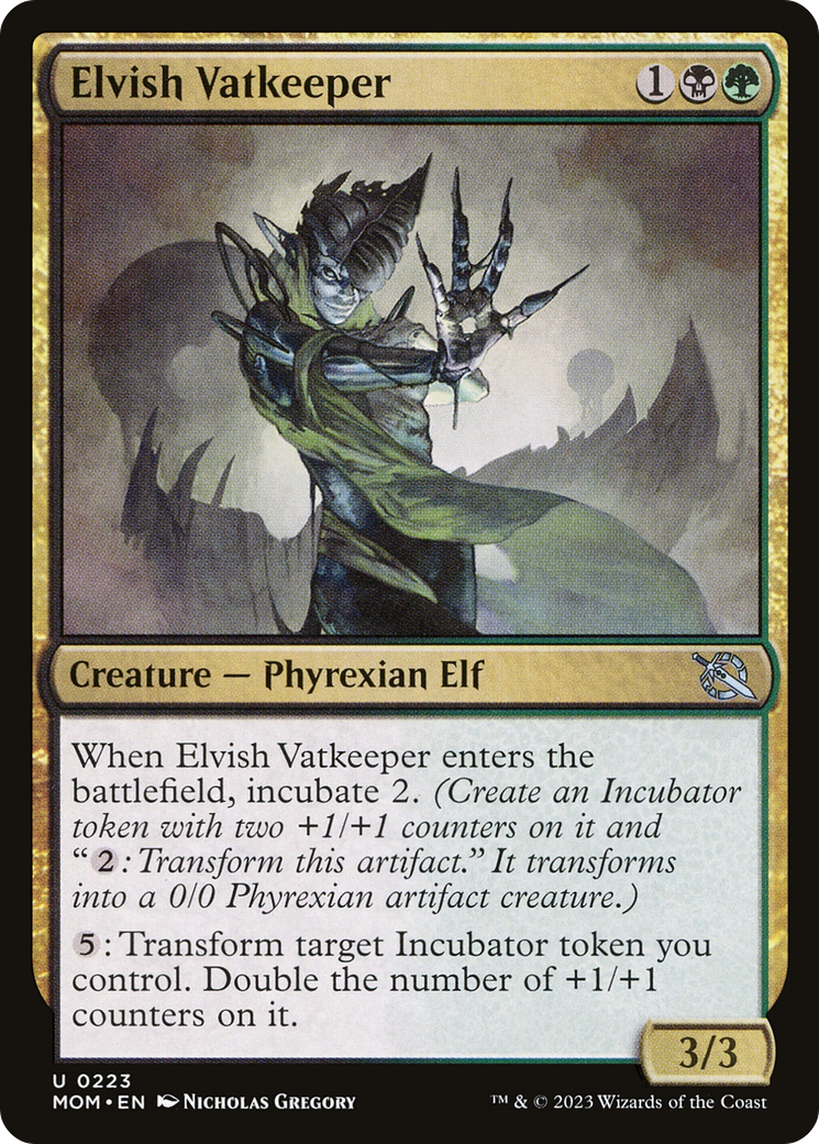 Elvish Vatkeeper - Uncommon Creature — Phyrexian Elf card from March of the Machine
