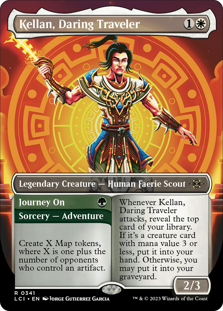 Kellan, Daring Traveler // Journey On - Rare Sorcery — Adventure card from The Lost Caverns of Ixalan
