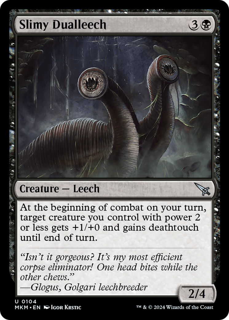 Slimy Dualleech - Uncommon Creature — Leech card from Murders at Karlov Manor