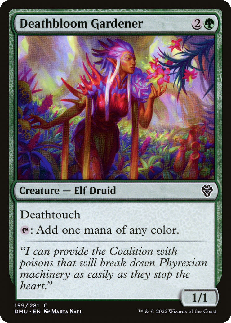Deathbloom Gardener - Common Creature — Elf Druid card from Dominaria United