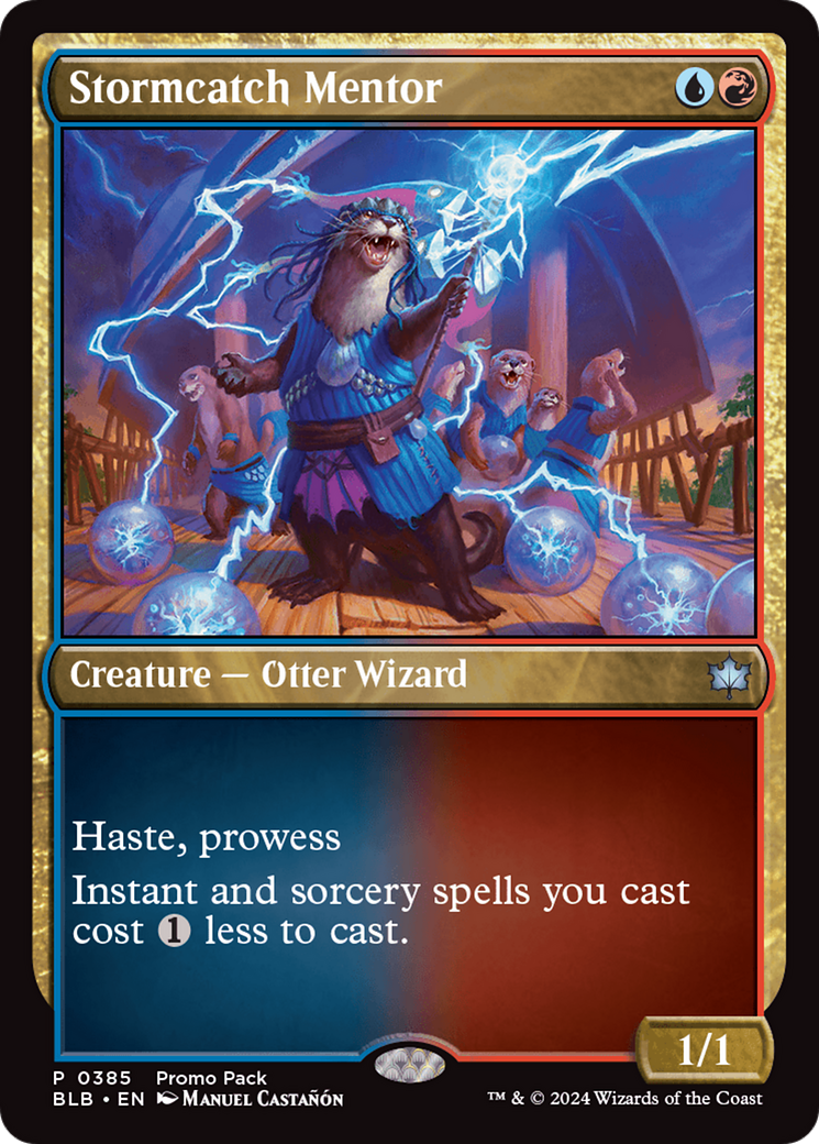 Stormcatch Mentor - Uncommon Creature — Otter Wizard card from Bloomburrow