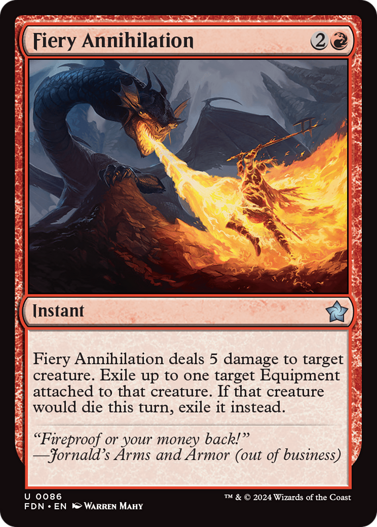 Fiery Annihilation - Uncommon Instant card from Foundations