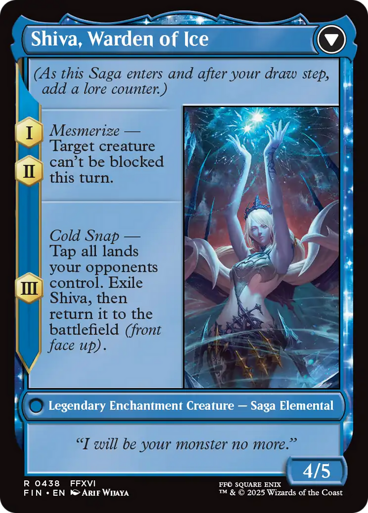 Back face of Jill, Shiva's Dominant // Shiva, Warden of Ice - Legendary Creature — Human Noble Warrior card
