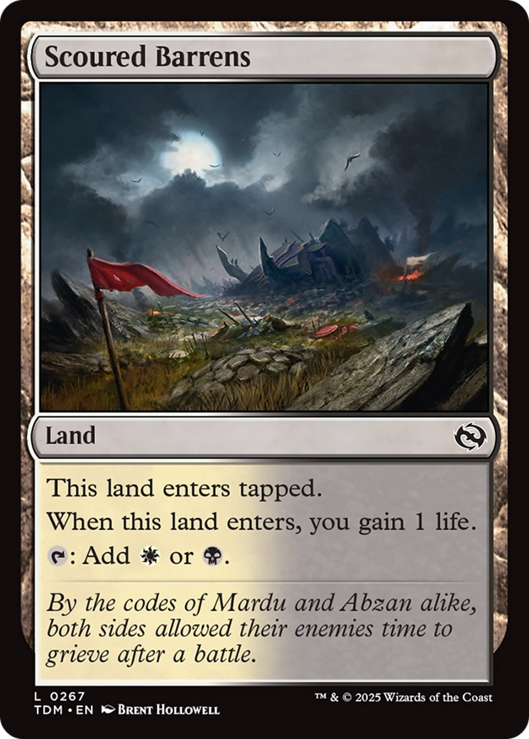 Scoured Barrens - Common Land card from Tarkir: Dragonstorm