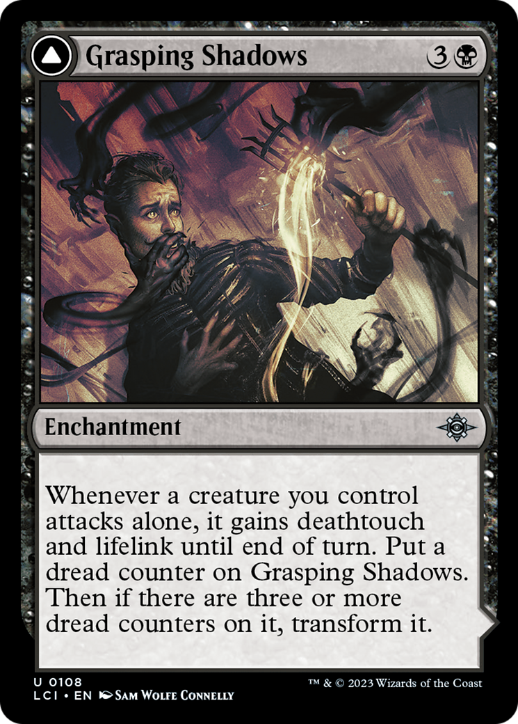 Grasping Shadows // Shadows' Lair - Uncommon Land — Cave card from The Lost Caverns of Ixalan