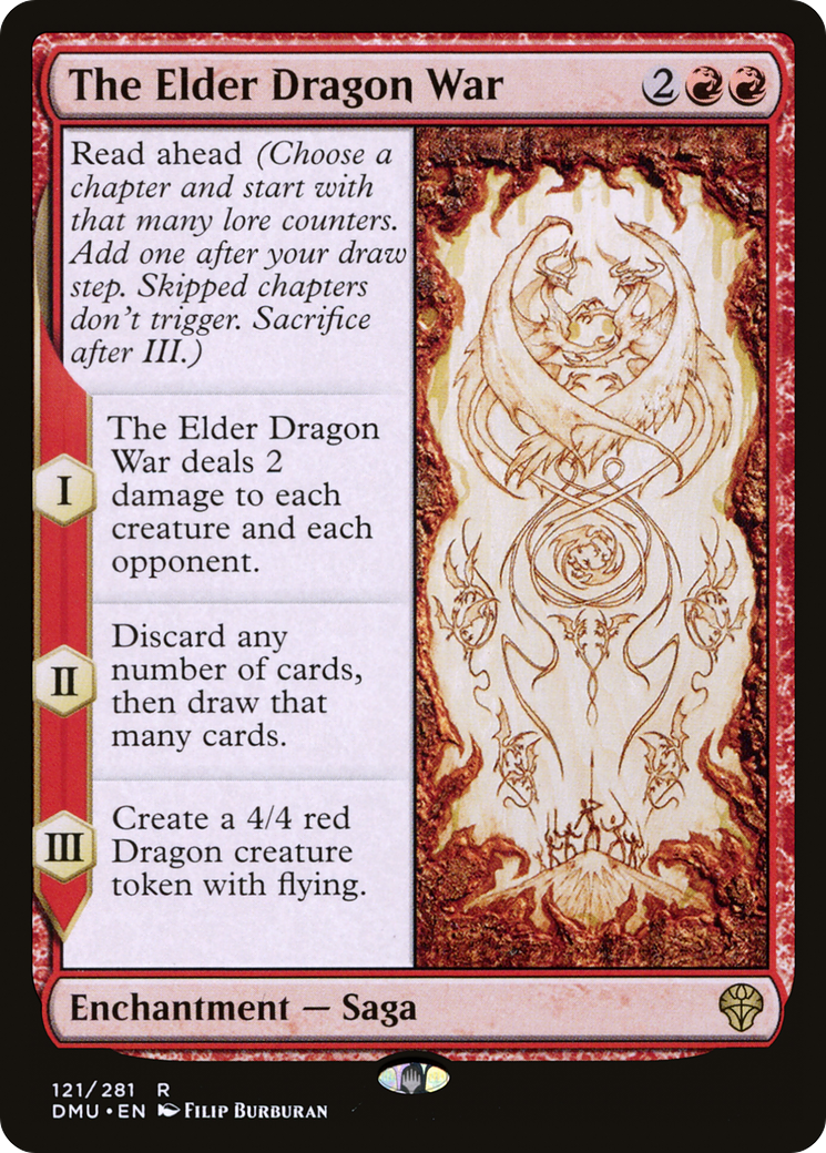 The Elder Dragon War - Rare Enchantment — Saga card from Dominaria United