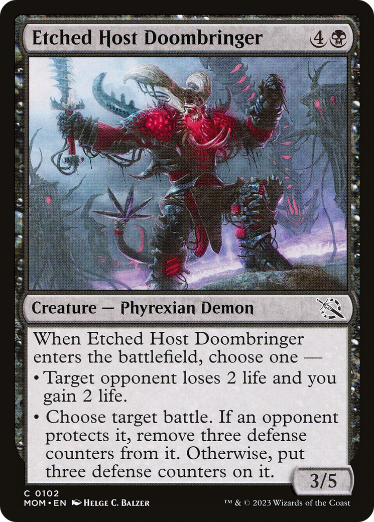 Etched Host Doombringer - Common Creature — Phyrexian Demon card from March of the Machine