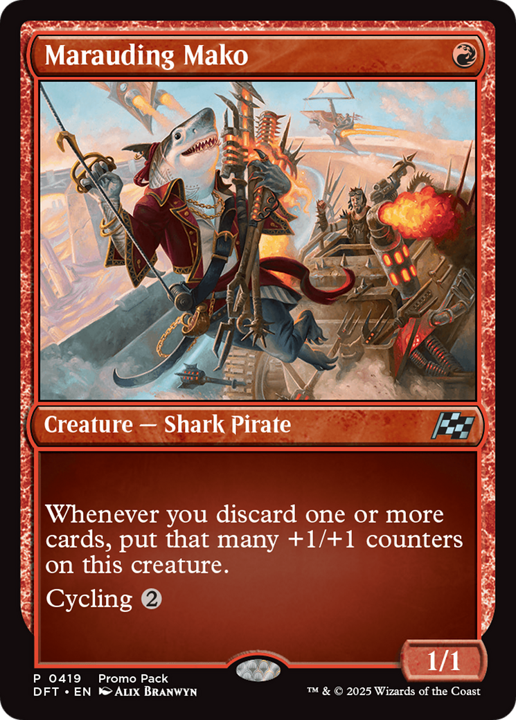 Marauding Mako - Uncommon Creature — Shark Pirate card from Aetherdrift