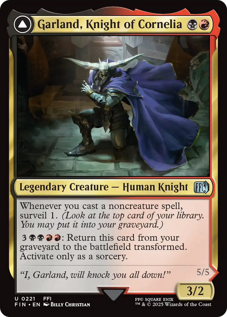 Garland, Knight of Cornelia // Chaos, the Endless - Uncommon Legendary Creature — Demon card from Final Fantasy