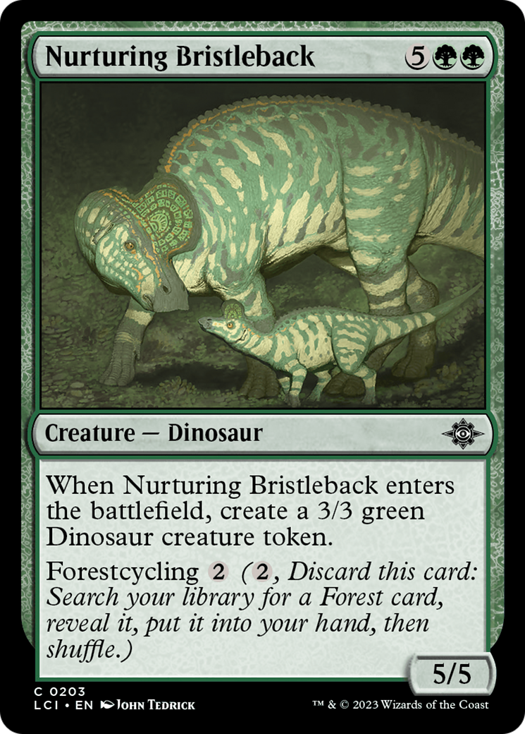Nurturing Bristleback - Common Creature — Dinosaur card from The Lost Caverns of Ixalan