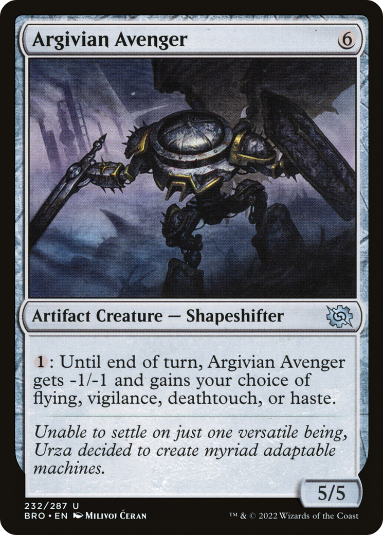 Argivian Avenger - Uncommon Artifact Creature — Shapeshifter card from The Brothers' War