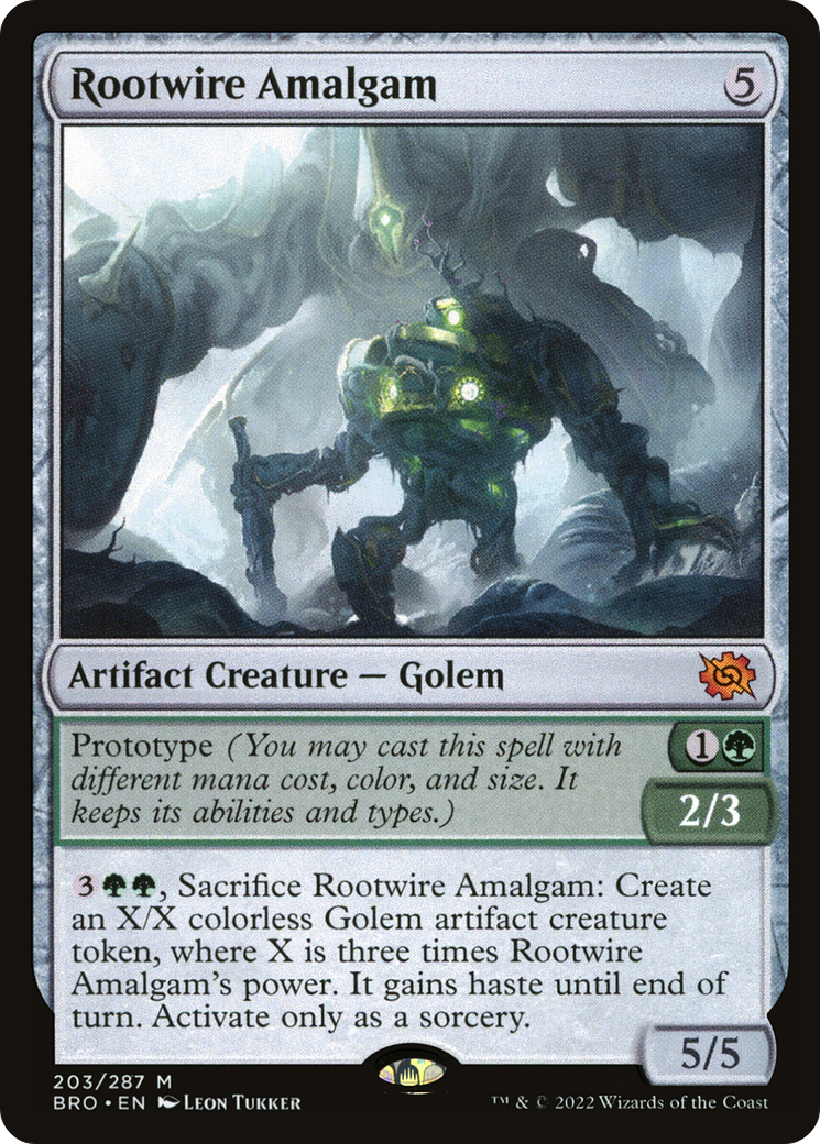 Rootwire Amalgam - Mythic Artifact Creature — Golem card from The Brothers' War