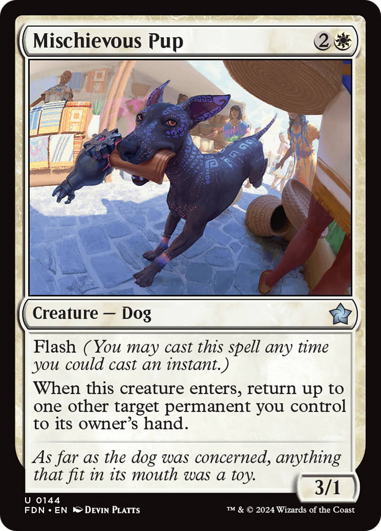 Mischievous Pup - Uncommon Creature — Dog card from Foundations