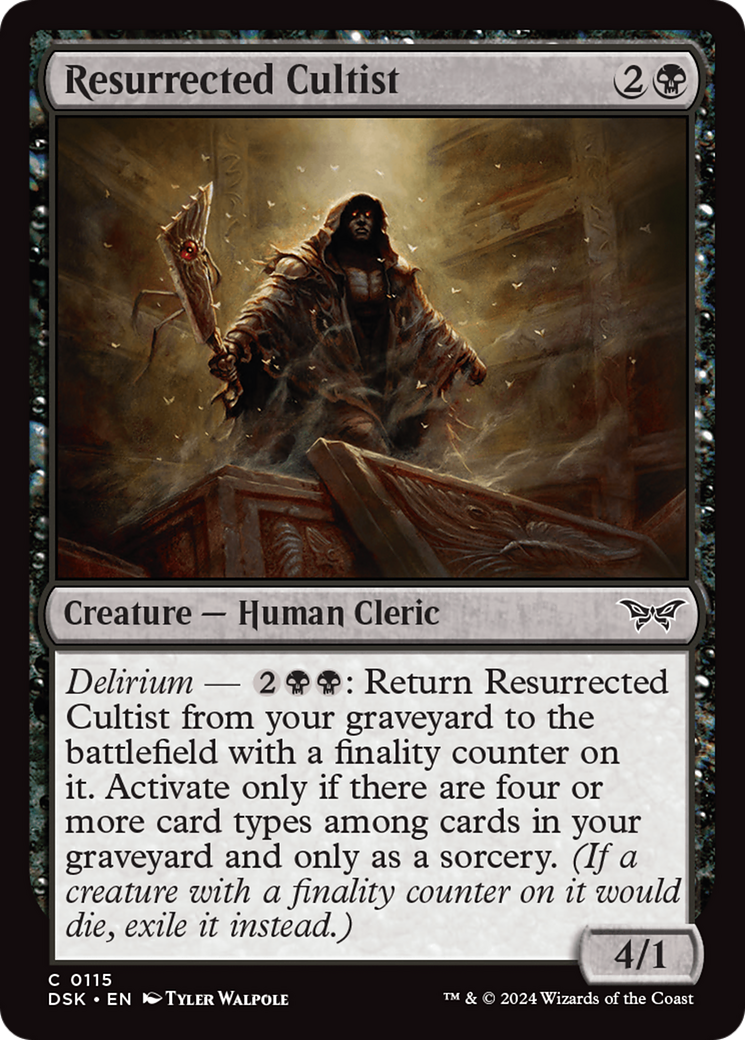 Resurrected Cultist - Common Creature — Human Cleric card from Duskmourn: House of Horror