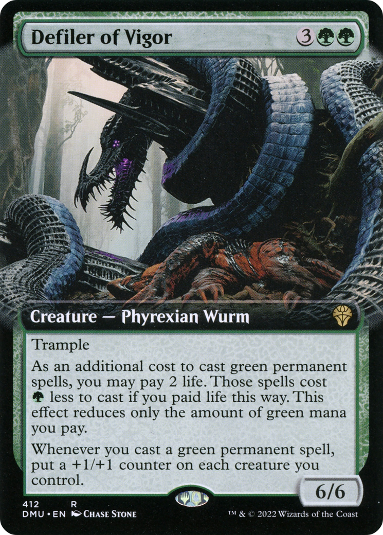 Defiler of Vigor - Rare Creature — Phyrexian Wurm card from Dominaria United