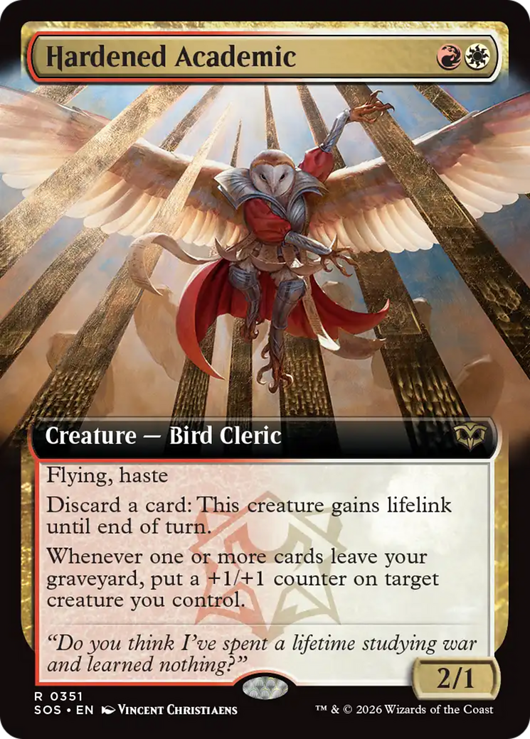 Hardened Academic - Rare Creature — Bird Cleric card from Secrets of Strixhaven