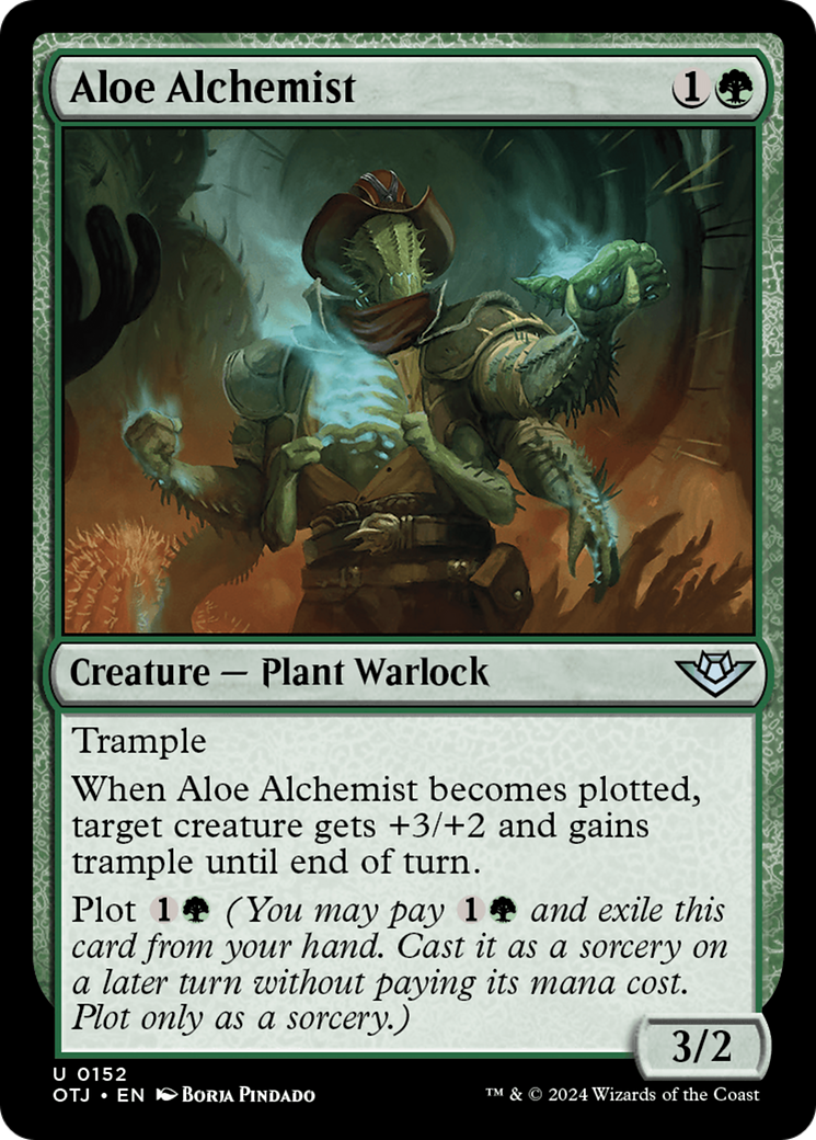 Aloe Alchemist - Uncommon Creature — Plant Warlock card from Outlaws of Thunder Junction
