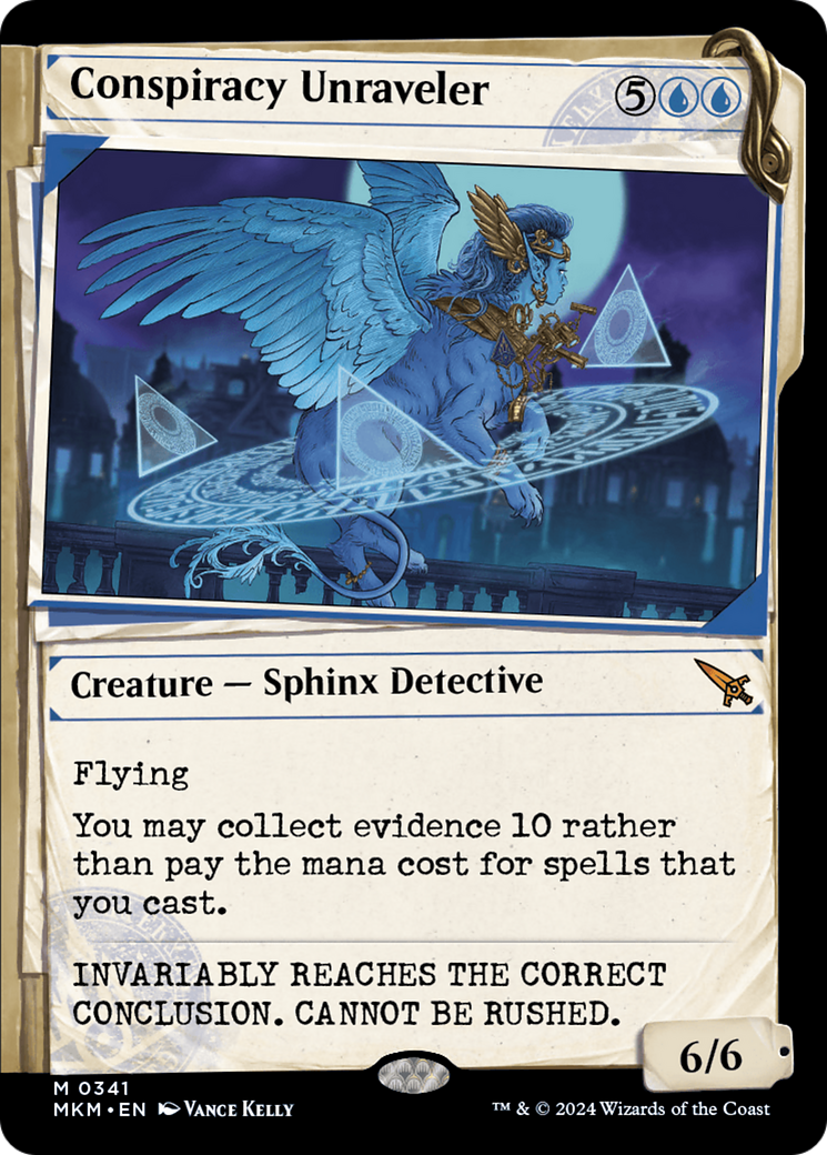 Conspiracy Unraveler - Mythic Creature — Sphinx Detective card from Murders at Karlov Manor