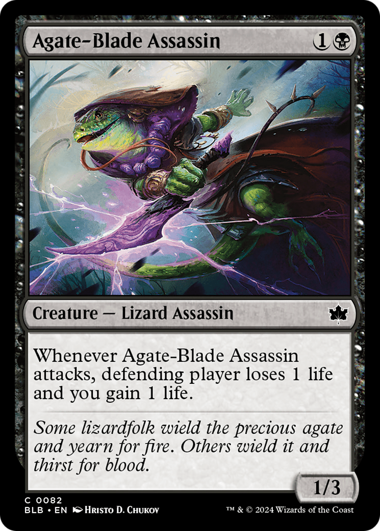 Agate-Blade Assassin - Common Creature — Lizard Assassin card from Bloomburrow