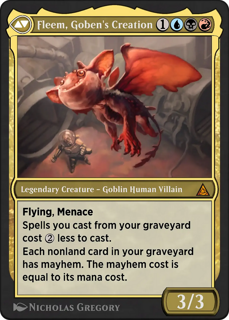 Back face of Norman Osborn // Green Goblin - Legendary Creature — Human Scientist Villain card