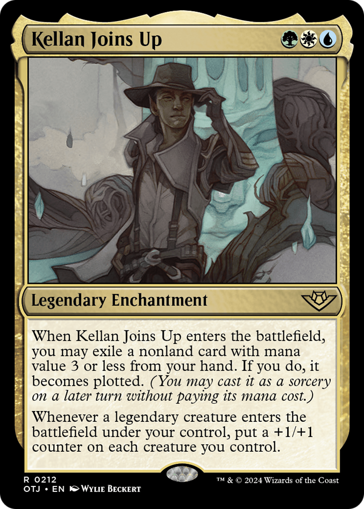 Kellan Joins Up - Rare Legendary Enchantment card from Outlaws of Thunder Junction