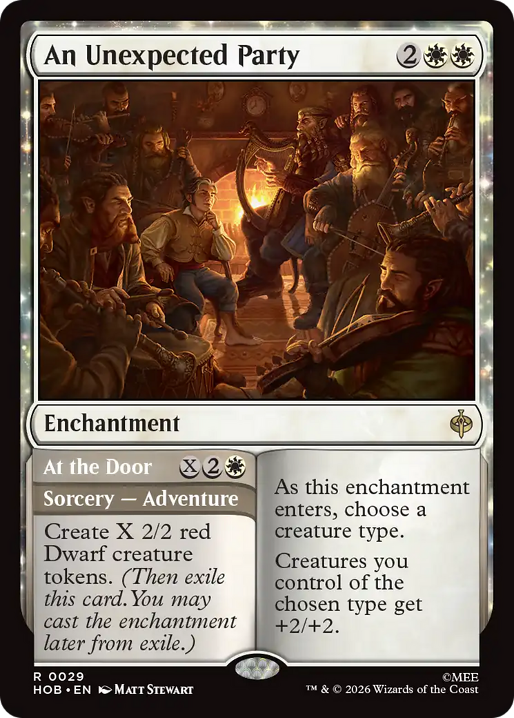 An Unexpected Party // At the Door - Rare Enchantment card from The Hobbit