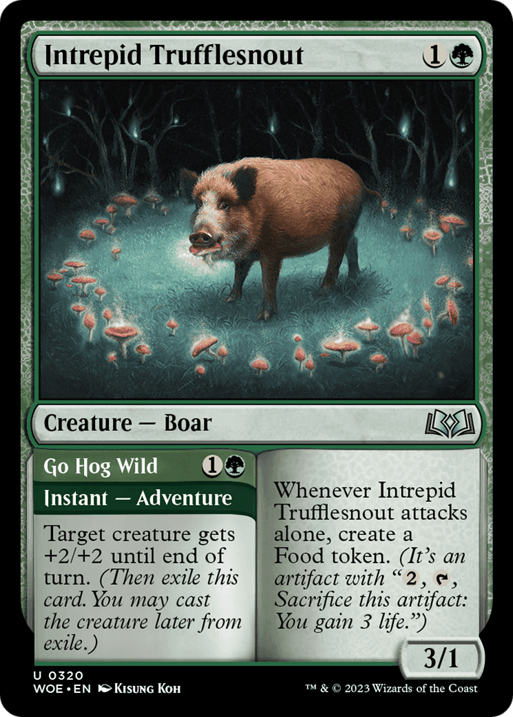 Intrepid Trufflesnout // Go Hog Wild - Uncommon Creature — Boar card from Wilds of Eldraine