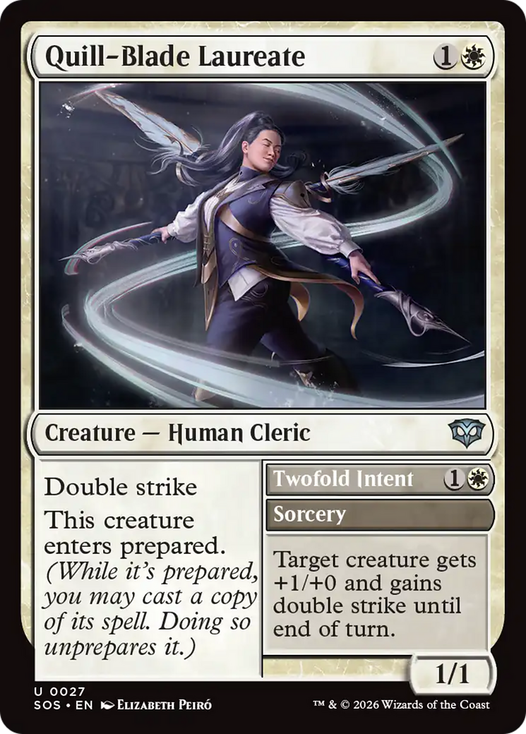 Quill-Blade Laureate // Twofold Intent - Uncommon Creature — Human Cleric card from Secrets of Strixhaven