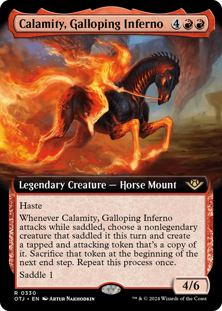 Calamity, Galloping Inferno - Rare Legendary Creature — Horse Mount card from Outlaws of Thunder Junction