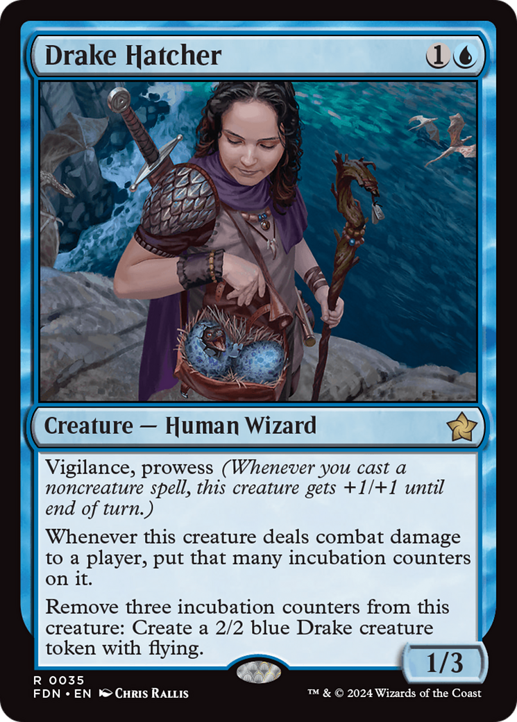 Drake Hatcher - Rare Creature — Human Wizard card from Foundations