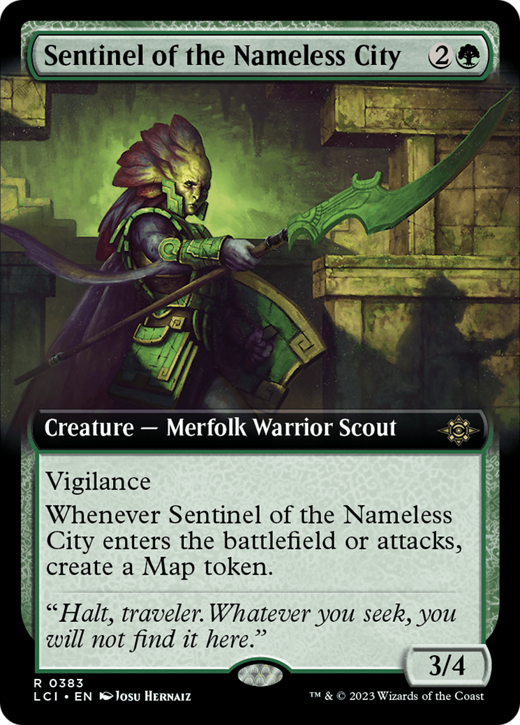 Sentinel of the Nameless City - Rare Creature — Merfolk Warrior Scout card from The Lost Caverns of Ixalan