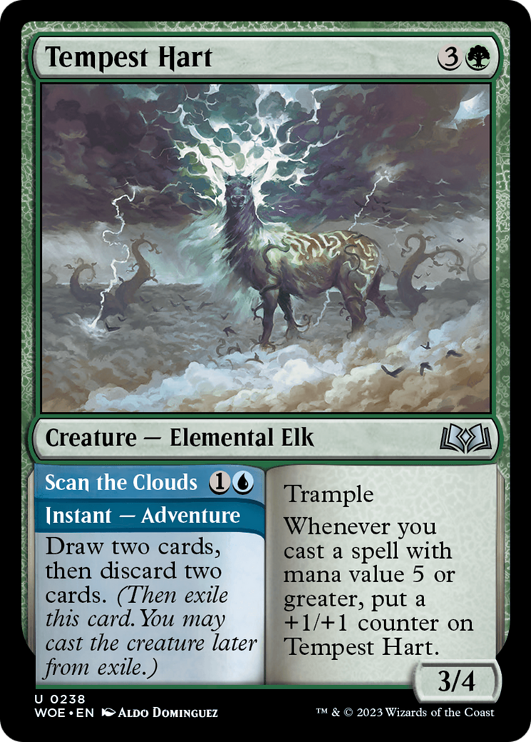 Tempest Hart // Scan the Clouds - Uncommon Creature — Elemental Elk card from Wilds of Eldraine