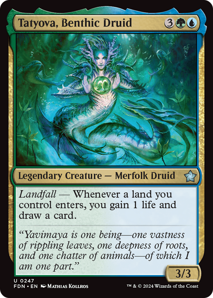 Tatyova, Benthic Druid - Uncommon Legendary Creature — Merfolk Druid card from Foundations