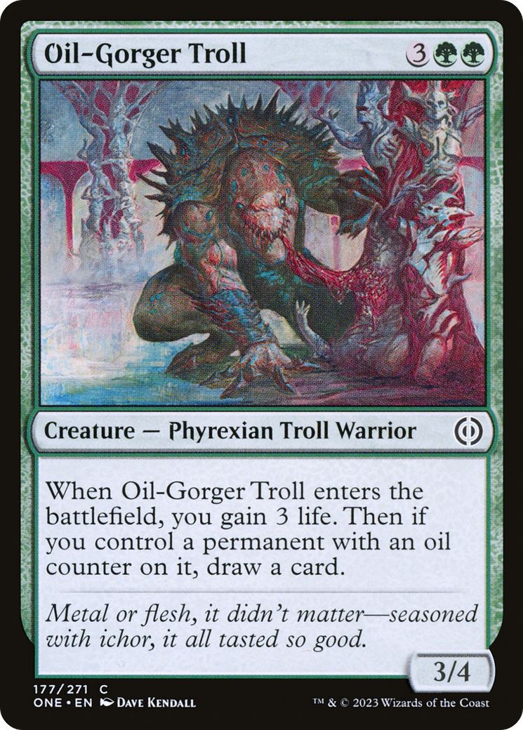 Oil-Gorger Troll - Common Creature — Phyrexian Troll Warrior card from Phyrexia: All Will Be One