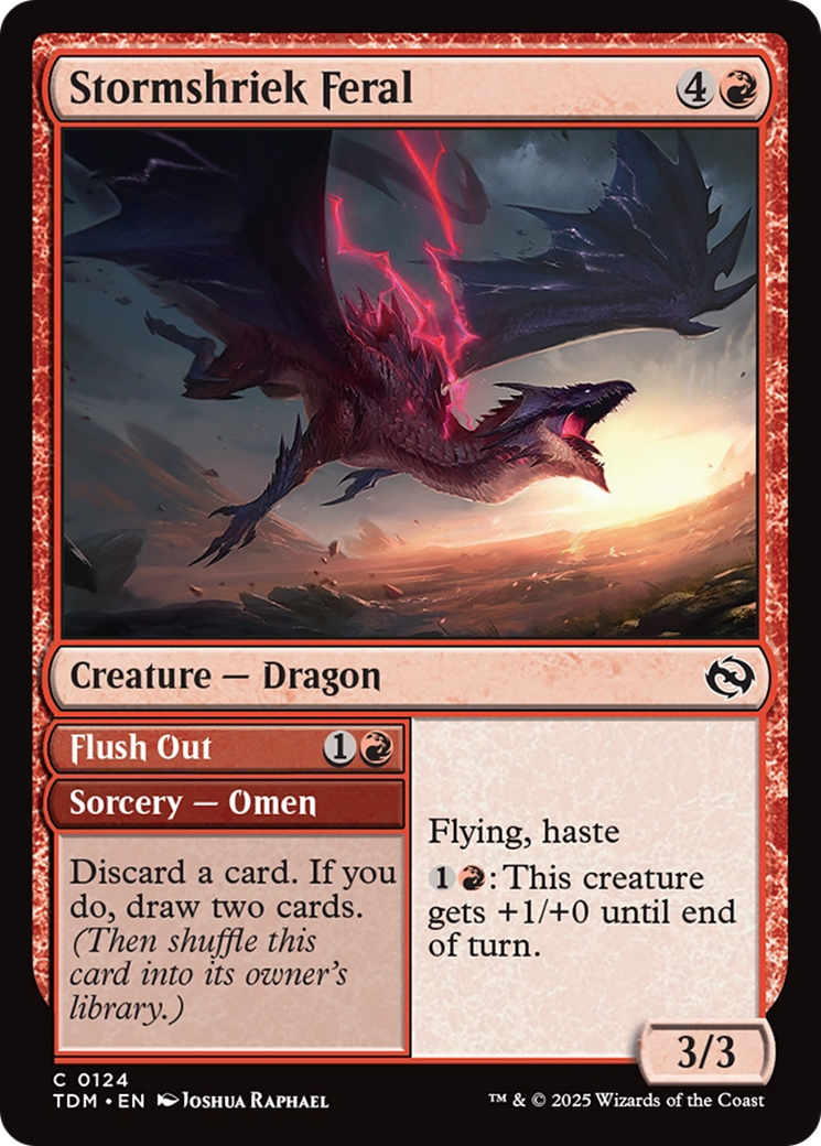 Stormshriek Feral // Flush Out - Common Creature — Dragon card from Tarkir: Dragonstorm