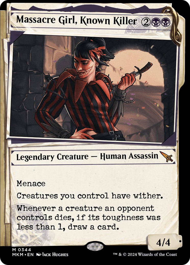 Massacre Girl, Known Killer - Mythic Legendary Creature — Human Assassin card from Murders at Karlov Manor