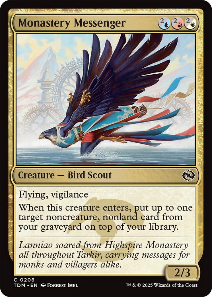 Monastery Messenger - Common Creature — Bird Scout card from Tarkir: Dragonstorm
