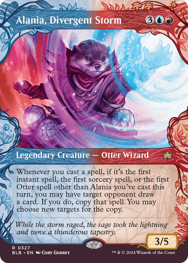 Alania, Divergent Storm - Rare Legendary Creature — Otter Wizard card from Bloomburrow
