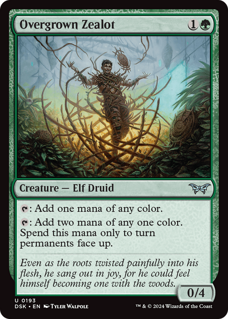 Overgrown Zealot - Uncommon Creature — Elf Druid card from Duskmourn: House of Horror