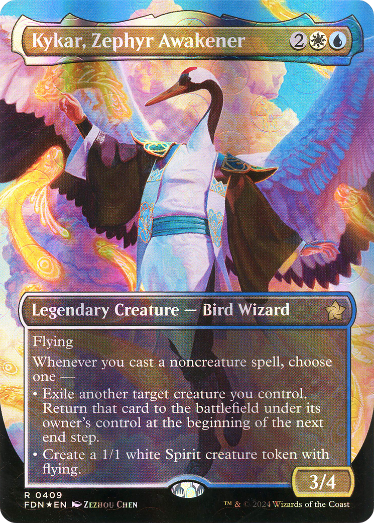 Kykar, Zephyr Awakener - Rare Legendary Creature — Bird Wizard card from Foundations